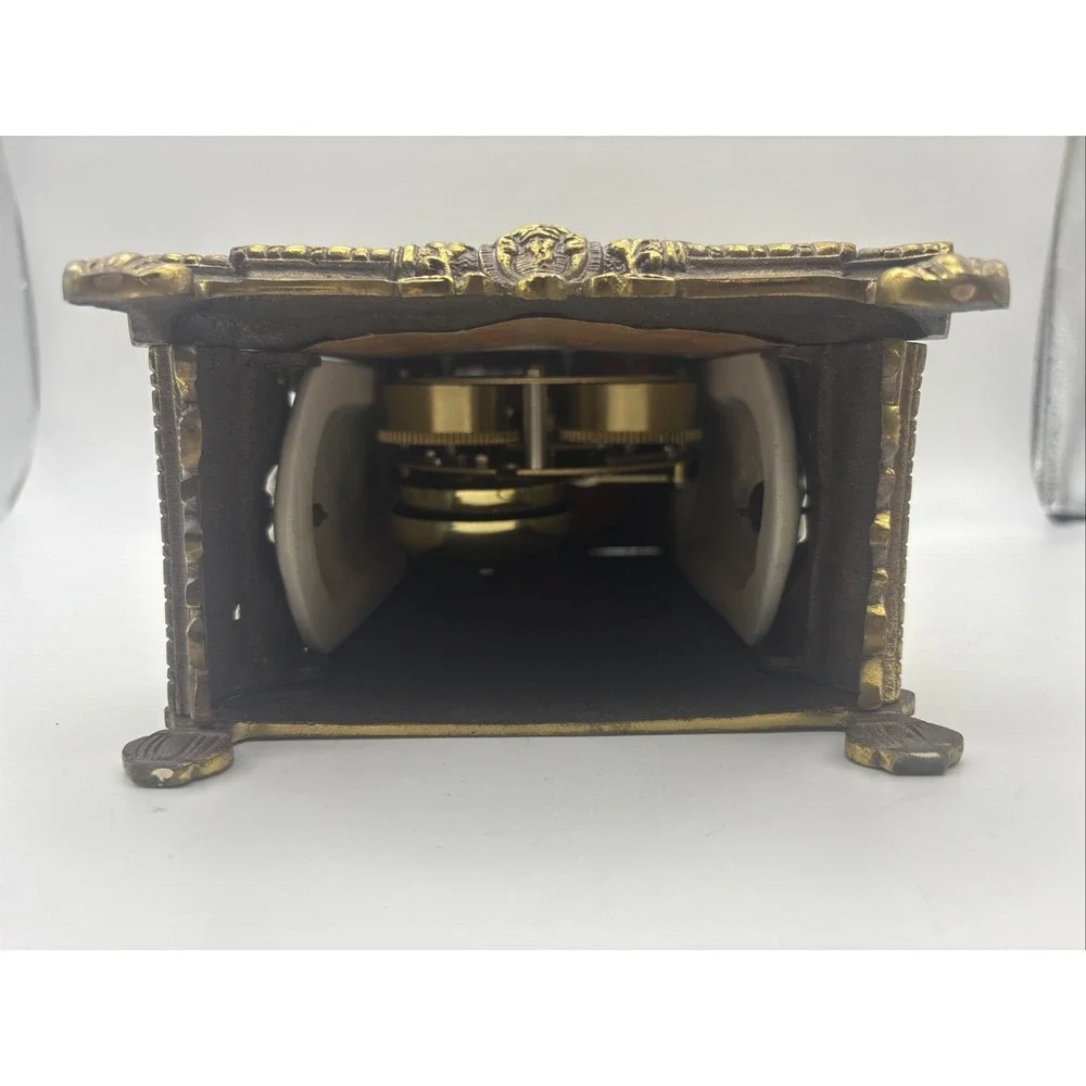 Antique Franz Hermle Ornate Brass Mantel Clock Mechanical 130-070 Roman Numerals